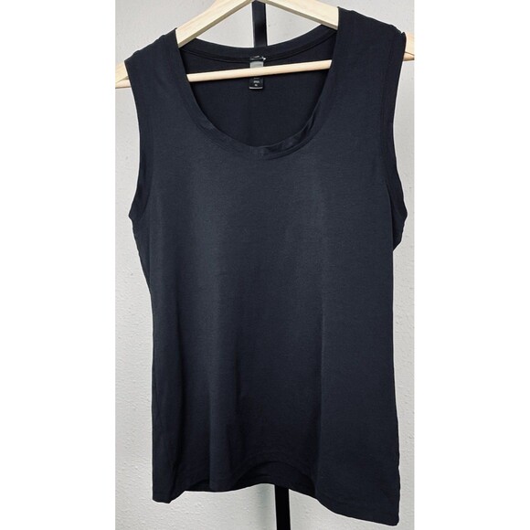 Banana Republic Tank Top Sleeveless‎ Scoop Neck Stretch Black Blouse XL Career - Picture 1 of 3